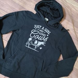 Port & Company Hoodie Black Size M Cows